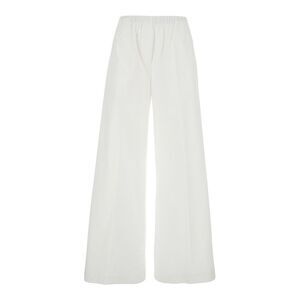 Antonelli Women White Trousers With Elastic Waist Band In Cotton Woman